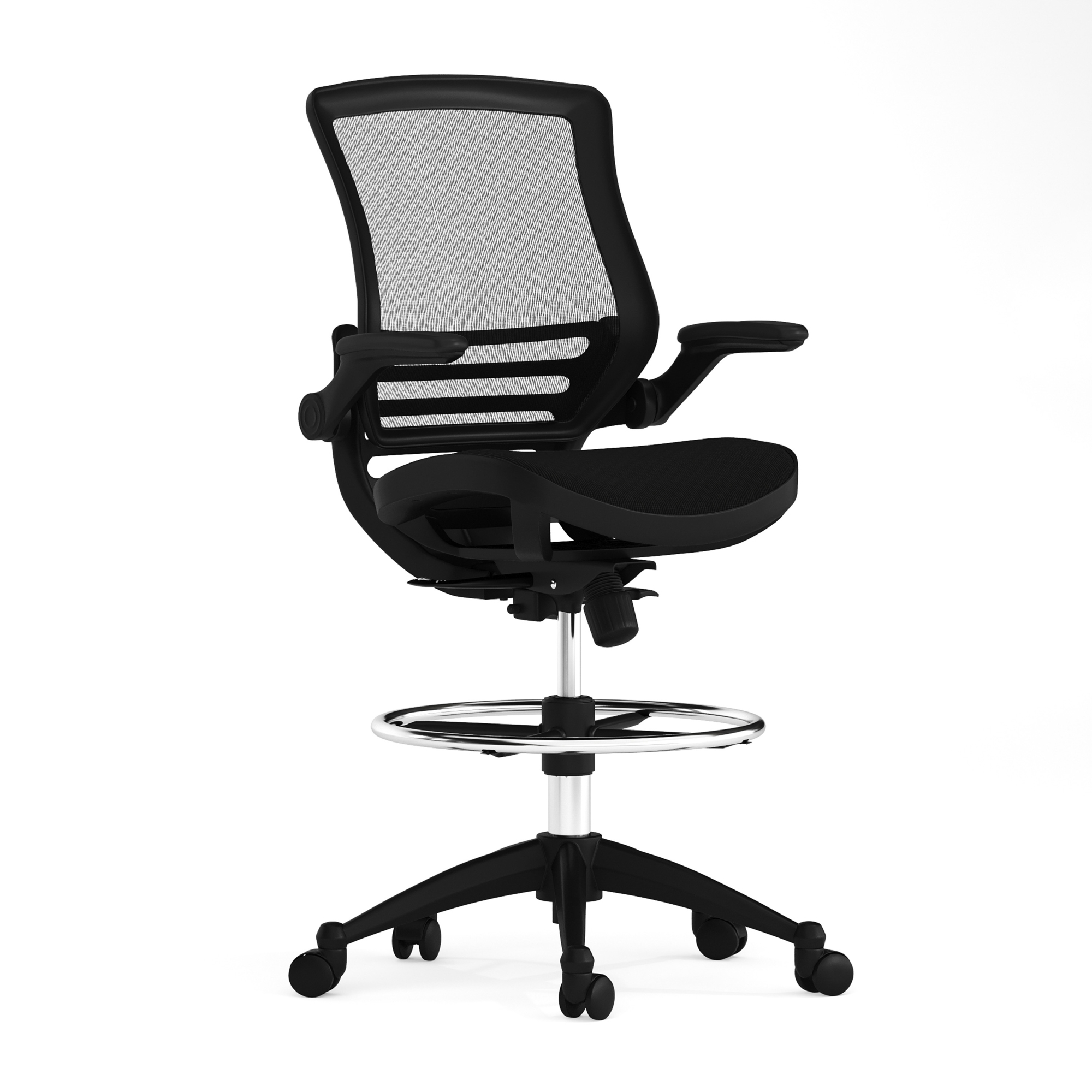 Flash Furniture, Black Mid-Back Drafting Chair with Flip-Up Arms, Included (qty.) 1 Model# BLLB8801XDBLK